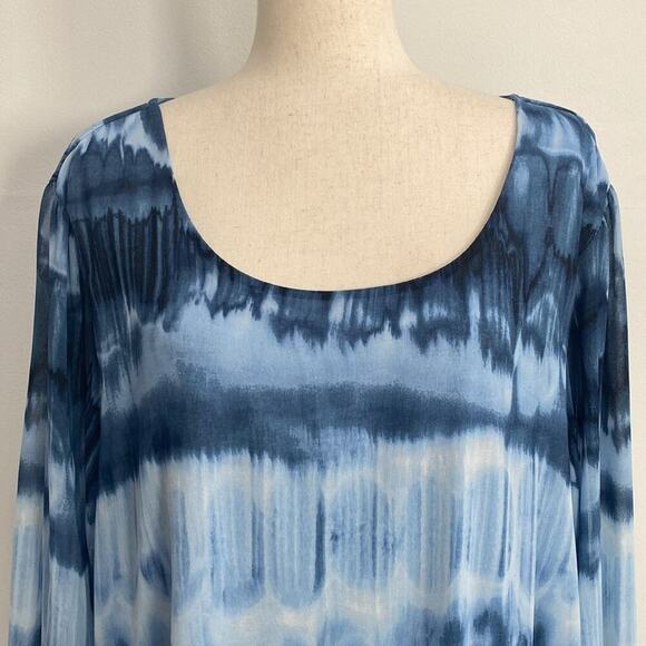 Calvin Klein Tie Dye Blouse Women's 3X Blue - Picture 2 of 14